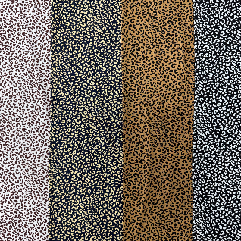 Tecido de rayon estampado 45S – estampa de leopardo pequeno